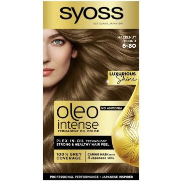 Syoss Oleo Intense Дълготрайна безамонячна крем боя за коса 6-80 Лешниково рус