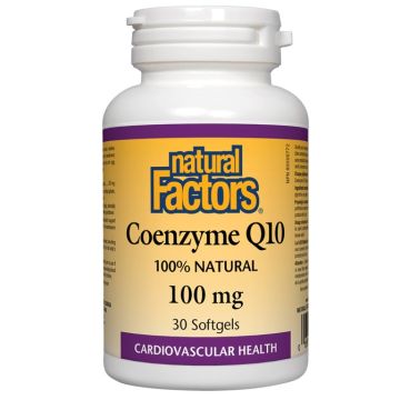 Natural Factors Coenzyme Q10 100% Natural Антиоксидант за енергия и нормална сърдечна функция 100 мг х 30 софтгел капсули