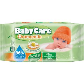 Baby Care Chamomile Бебешки мокри кърпи с екстракт от лайка x72 бр