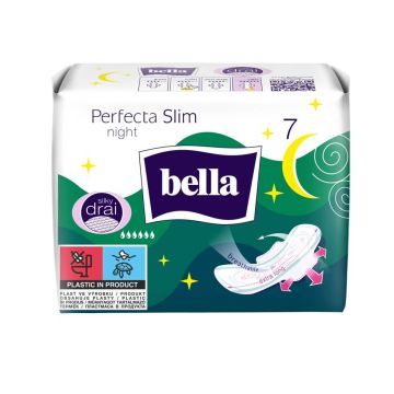 Bella Perfecta Slim Night Ултра тънки нощни превръзки коприна с крилца х 7 бр