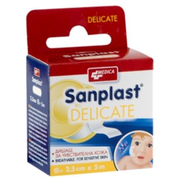 Medica Sanplast Delicate Прикрепващ пластир за чувствителна кожа 2.25 см/5 м
