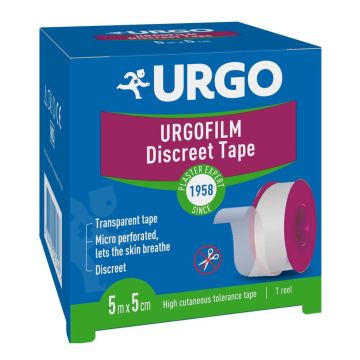 Urgo Urgofilm Прозрачен хипоалергенен лейкопласт 5 см х 5 м
