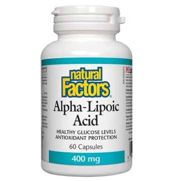 Natural Factors Alpha Lipoic Acid Алфа липоева киселина антиоксидантна защита при диабет 400 мг х 60 капсули