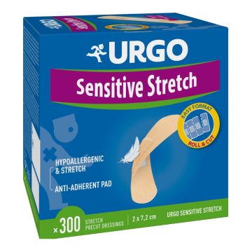 Urgo Sensitive Stretch Мултиразтегаем пластир 20 мм x 72 мм х 300 бр