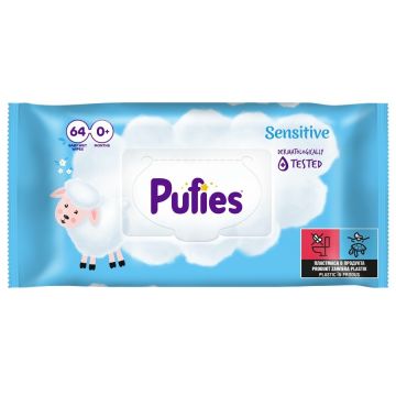 Pufies Sensitive Бебешки мокри кърпички за чувствителна кожа 64 бр