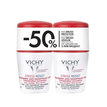 Vichy Stress Resist Дезодорант рол-он с 72 часа ефект против изпотяване 2 х 50 мл Комплект
