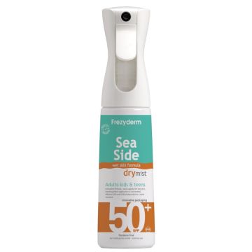 FrezyDerm Sea Side Dry Mist Слънцезащитен мист за лице и тяло за възрастни и деца SPF50+ 300 мл