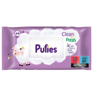 Pufies Clean & Fresh Бебешки мокри кърпички с алое вера 64 бр
