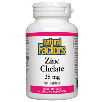 Natural Factors Zinc Chelate – ключов минерал за нормалното състояние на организма 25 мг х 90 таблетки