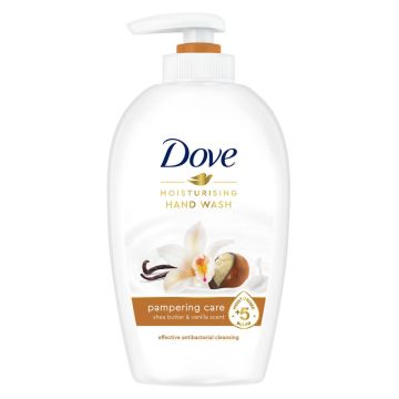 Dove Caring Hand Wash Течен сапун за ръце с масло от ший и ванилия 250 мл