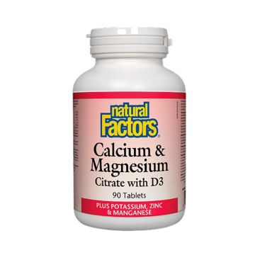 Natural Factors Calcium & Magnesium Citrate with D3 Plus Potassium, Zinc & Manganese За костите и зъбите х 90 таблетки