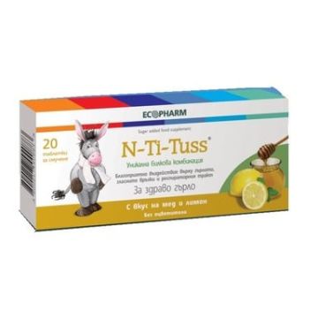 N-Ti-Tuss При възпалено гърло С вкус на мед и лимон х20 таблетки за смучене Ecopharm