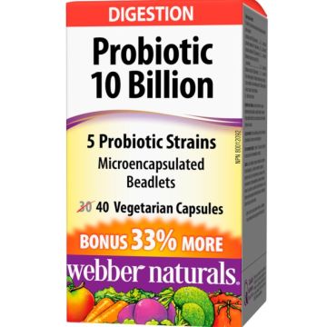 Webber Naturals Пробиотик 10 млрд. активни пробиотици 5 щама х40 капсули