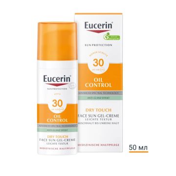 Eucerin Sun Oil Control Слънцезащитен гел-крем за лице за мазна и акнеична кожа SPF30 50 мл