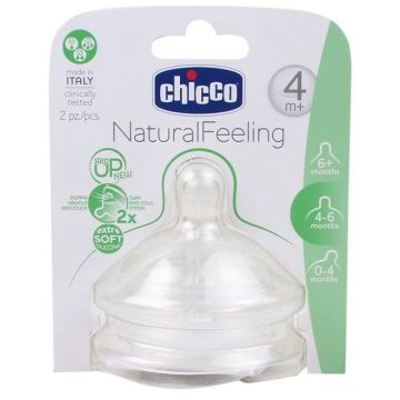 Chicco Natural Feeling биберон 2 капки 4М+ х2 бр