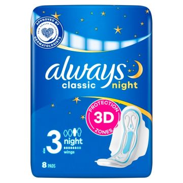 Always Classic Night Дамски нощни превръзки x8 бр