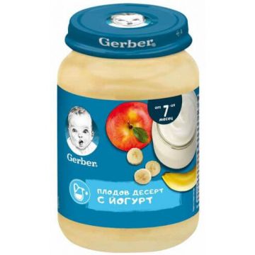 GERBER® Храна за бебета Плодов десерт с йогурт пюре от 7-ия месец бурканче 190 гр