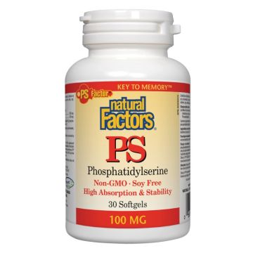 Natural Factors PS Phosphatidylserine оптимизира мозъчната дейност 100 мг х 30 софтгел капсули