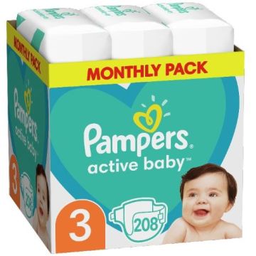 Пелени Pampers Active Baby Размер 3 S 208 бр Procter & Gamble