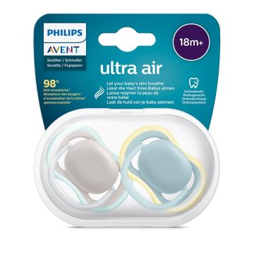 Avent Ultra Air Ортодонтична залъгалка с кутийка 18М+ x2 бр 