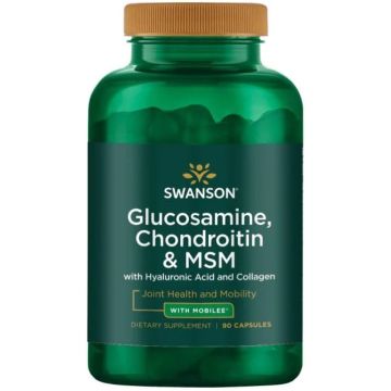 Swanson Glucosamine Chondroitin and MSM Глюкозамин, хондроитин и МСМ с хиалуронова киселина и колаген 90 капсули