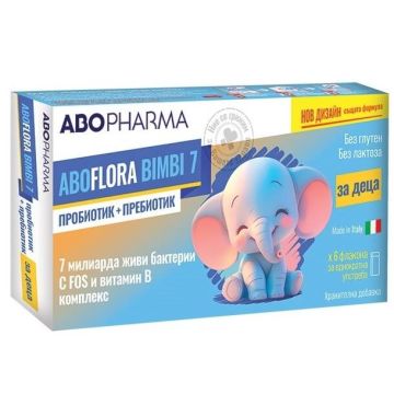 AboPharma Flora Bimbi 7 Синбиотик за деца за поддържане на чревния баланс 6 флакона