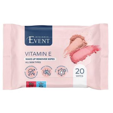 Event Make-up Почистващи мокри кърпи за грим за нормална до комбинирана кожа с витамин E 20 бр