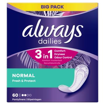 Always Dailies Normal Fresh and Protect Ежедневни превръзки x60 бр