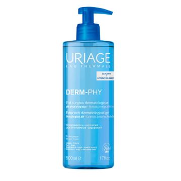 Uriage Derm-Phy Пенлив почистващ гел за лице и тяло за чувствителна кожа 500 мл