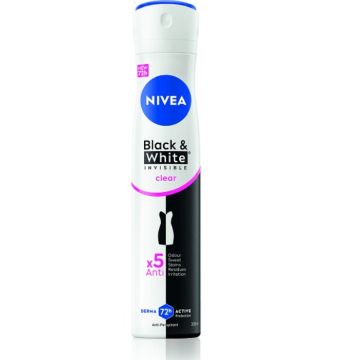 Nivea Black & White Invisible Clear Дезодорант спрей против изпотяване за жени 200 мл
