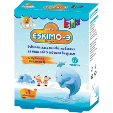 Eskimo-3 Омега 3 + Витамин Д за деца х 27 дъвчащи таблетки Cardinova