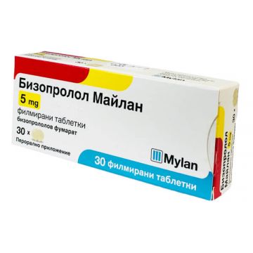Бизопролол 5 мг х 30 таблетки Mylan