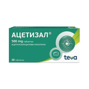 Ацетизал при болка и грипни състояния 500 мг 20 таблетки Teva