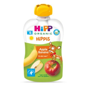 Hipp Organic Забавна закуска ябълка и банан 4М+ 100 г