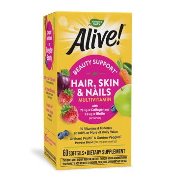 Nature's Way Alive Hair Skin Nails Алайв мултивитамини за коса, кожа и нокти х60 софтгел капсули