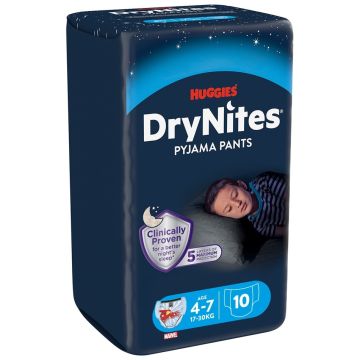 Huggies DryNites Гащи пижама 4-7г, 17-30 кг, момче х 10 бр