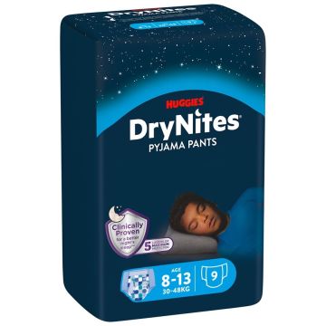 Huggies DryNites Гащи пижама 8-13г, 30-48 кг, момче х 9 бр