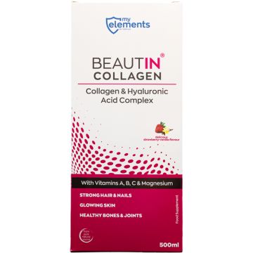 Beautin Collagen Бютин колаген с магнезий за здрава кожа, коса и нокти с вкус на ягода/ванилия х500 мл