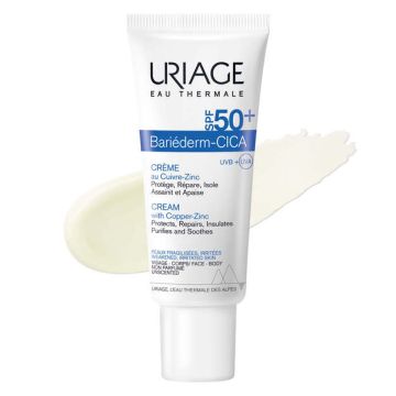 Uriage Bariederm Cica Cu-Zn Възстановяващ изолиращ крем за цялото семейство SPF50+ 40 мл