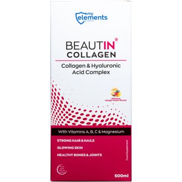 Beautin Collagen Бютин колаген с магнезий за здрава кожа, коса и нокти с вкус на пъпеш/манго х500 мл