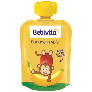 Bebivita Плодов пауч ябълка с банан без глутен 5М 90 г