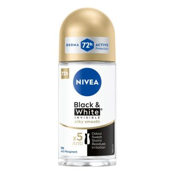 Nivea Black & White Invisible Silky Smooth Дезодорант рол-он против изпотяване за жени 50 мл