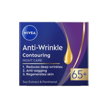 Nivea Anti-Wrinkle Plus Контуриращ нощен крем за лице против бръчки 65+ 50 мл
