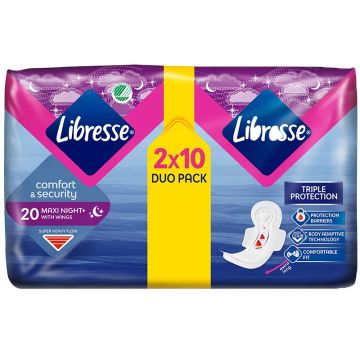 Libresse Maxi Night+ Duo Pack Нощни дамски превръзки x 20 бр.