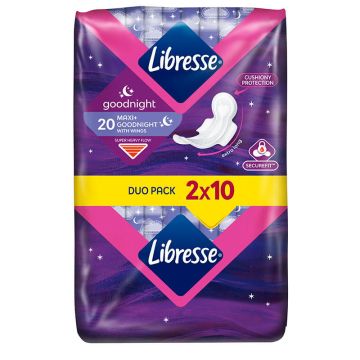 Libresse Maxi+ Goodnight Duo Pack Нощни дамски превръзки x 20 бр.