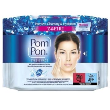 Pom Pon Eyes & Face Почистващи мокри кърпи за грим с мицеларна вода 20 бр
