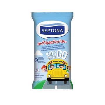 Septona Antibacterial Kids Антибактериални почистващи мокри кърпи за деца 15 бр