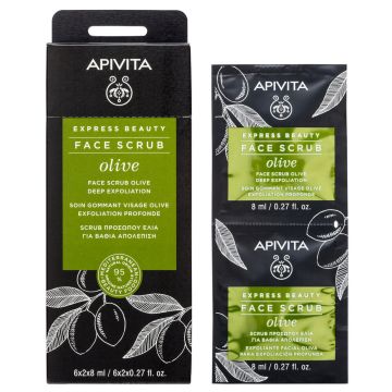 Apivita Express Beauty Ексфолиант за дълбоко почистване на лицето с маслина 2x8 мл