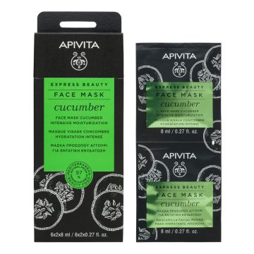 Apivita Express Beauty Интензивно хидратираща маска за лице с краставица 2x8 мл