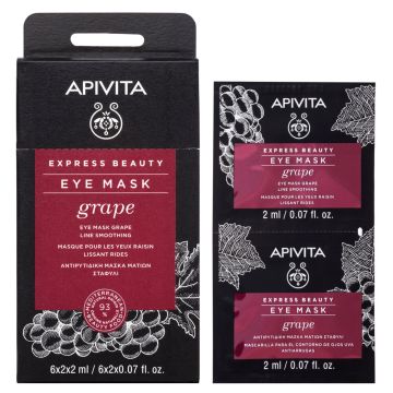 Apivita Express Beauty Заличаваща бръчките маска за околоочен контур с грозде 2x2 мл
